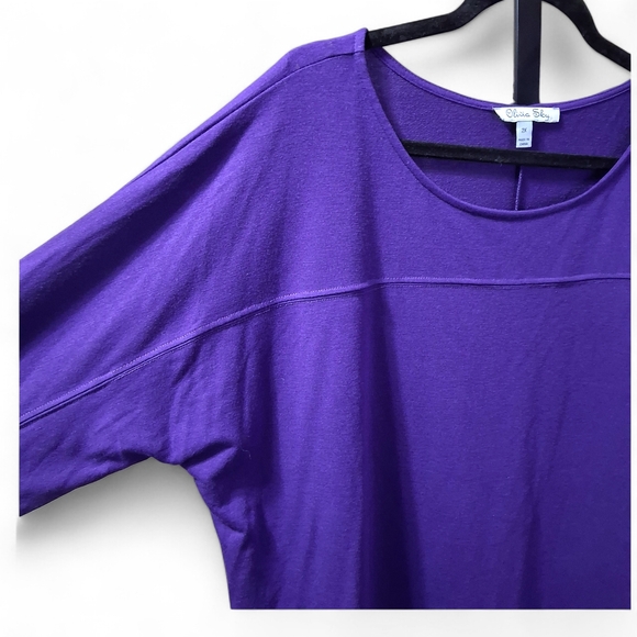 Olivia Sky Purple Long Sleeve Top with Patterned Hem Womens Plus 2X - Picture 3 of 8